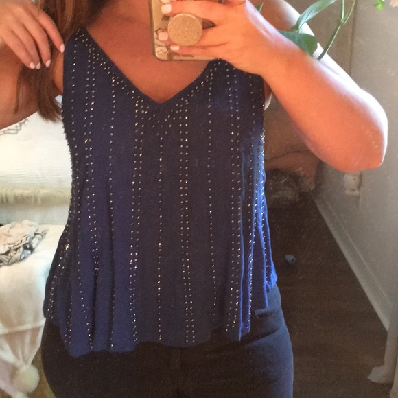 Free People Tops - Free people beaded Tank Top